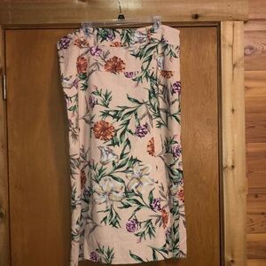 Athena Marie linen blend a-line floral skirt